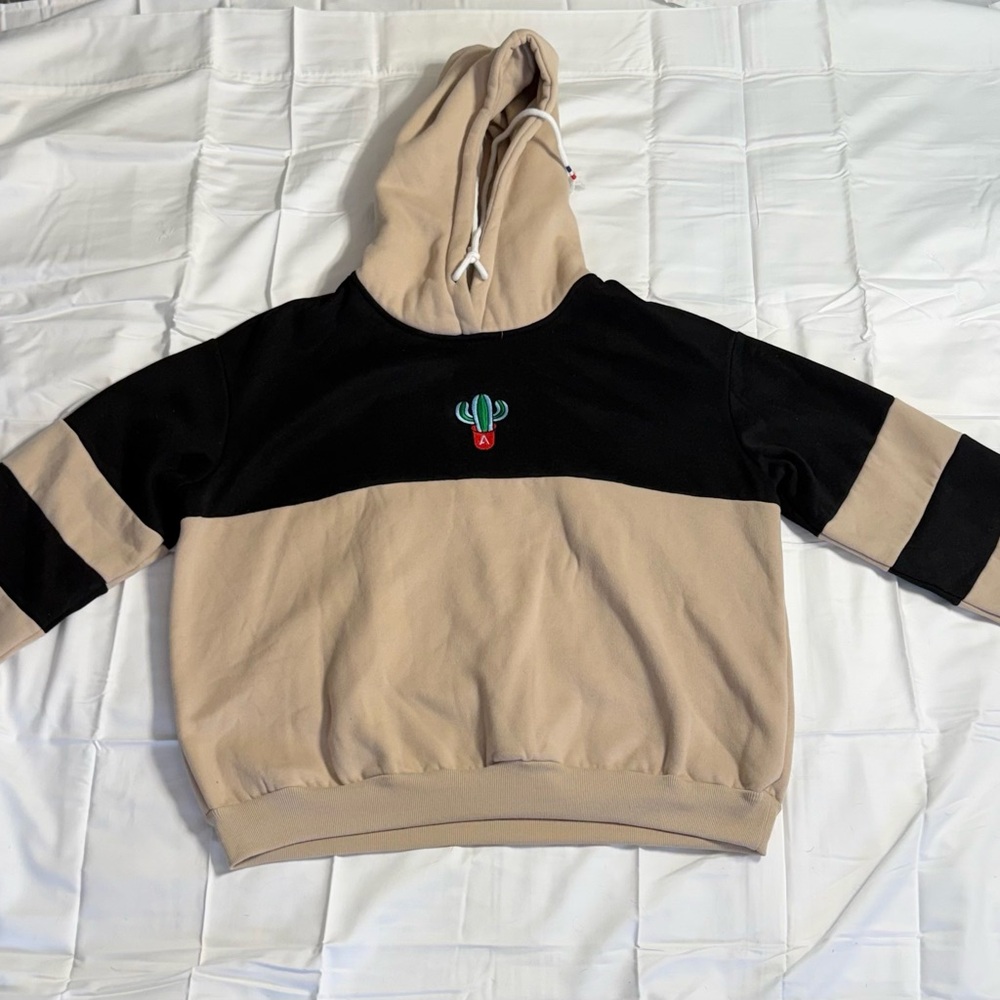 Black and Tan Hoodie with Cactus Embroidery